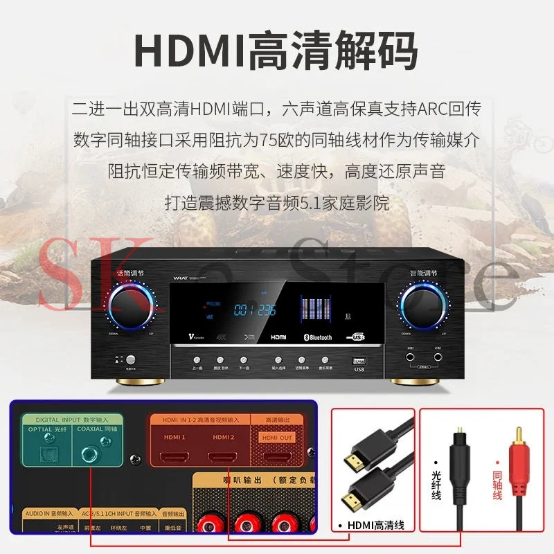 5.1 Channel Home Theater Digital AV Amplifier Receiver Surround Sound for Enhanced Audio Experience