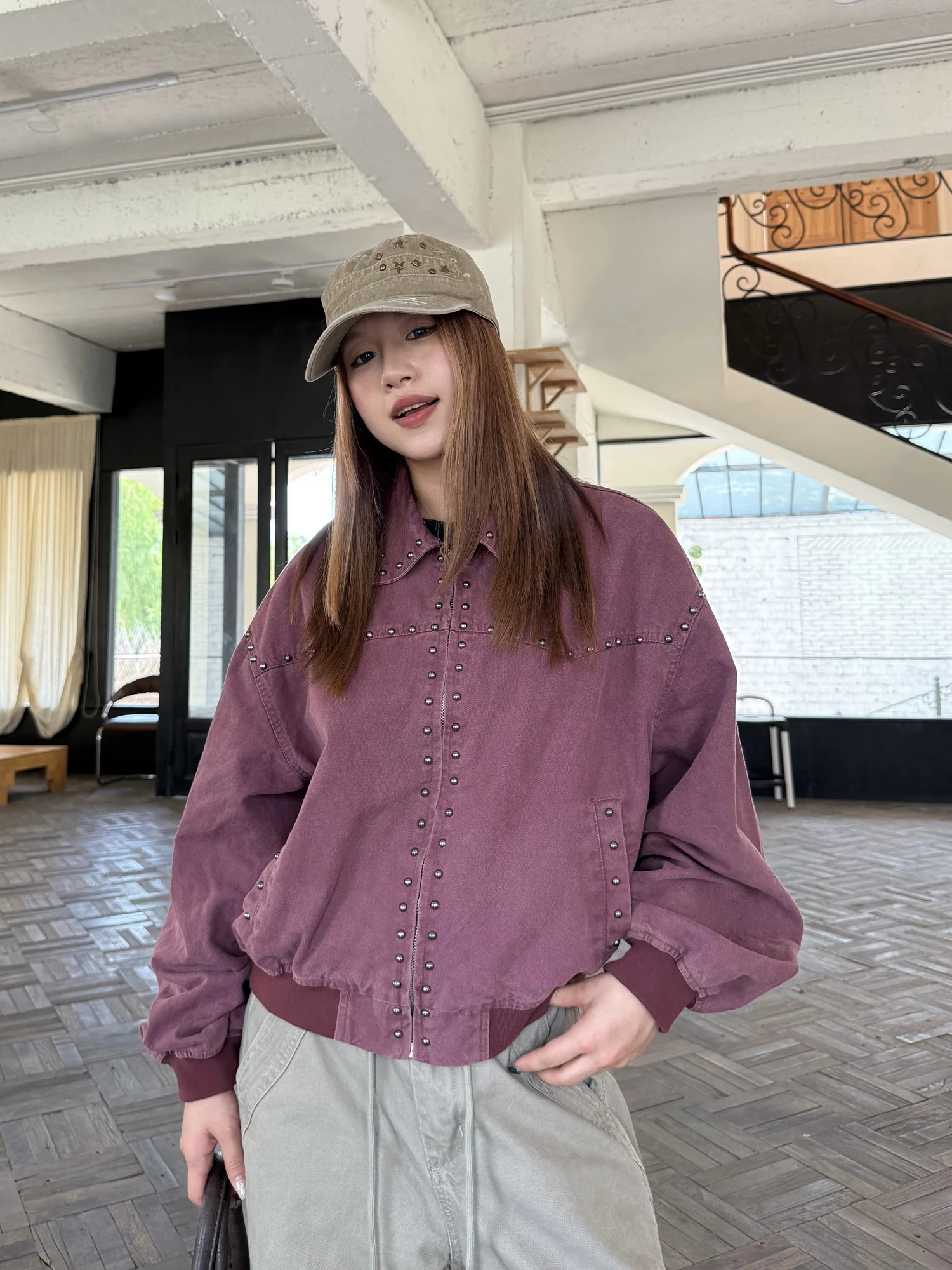 

Американский Sle Vintage Waed Distred Jaet Спецодежда Пальто ex Осенний новый дизайн Sense Топ Хлопок Длинный свеч на молнии Cl...