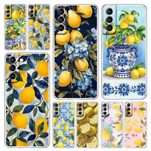 Retro Fruit lemon Phone Case For Samsung Galaxy S25 S24 Plus S23 FE S22 S21 S20 Ultra 5G S10 S10E Soft Clear Cover