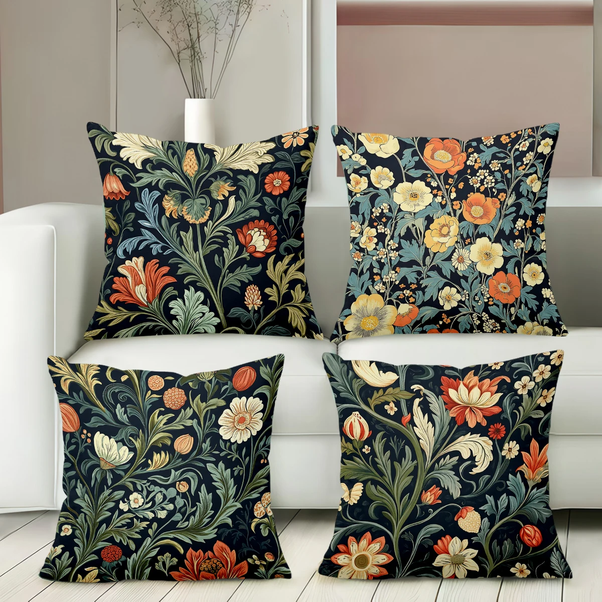 Vintage Floral William Morris Style Throw Pillow Covers Pattern Cushion Cover Suitable for Sofa Bedroom Car Pillow Cover