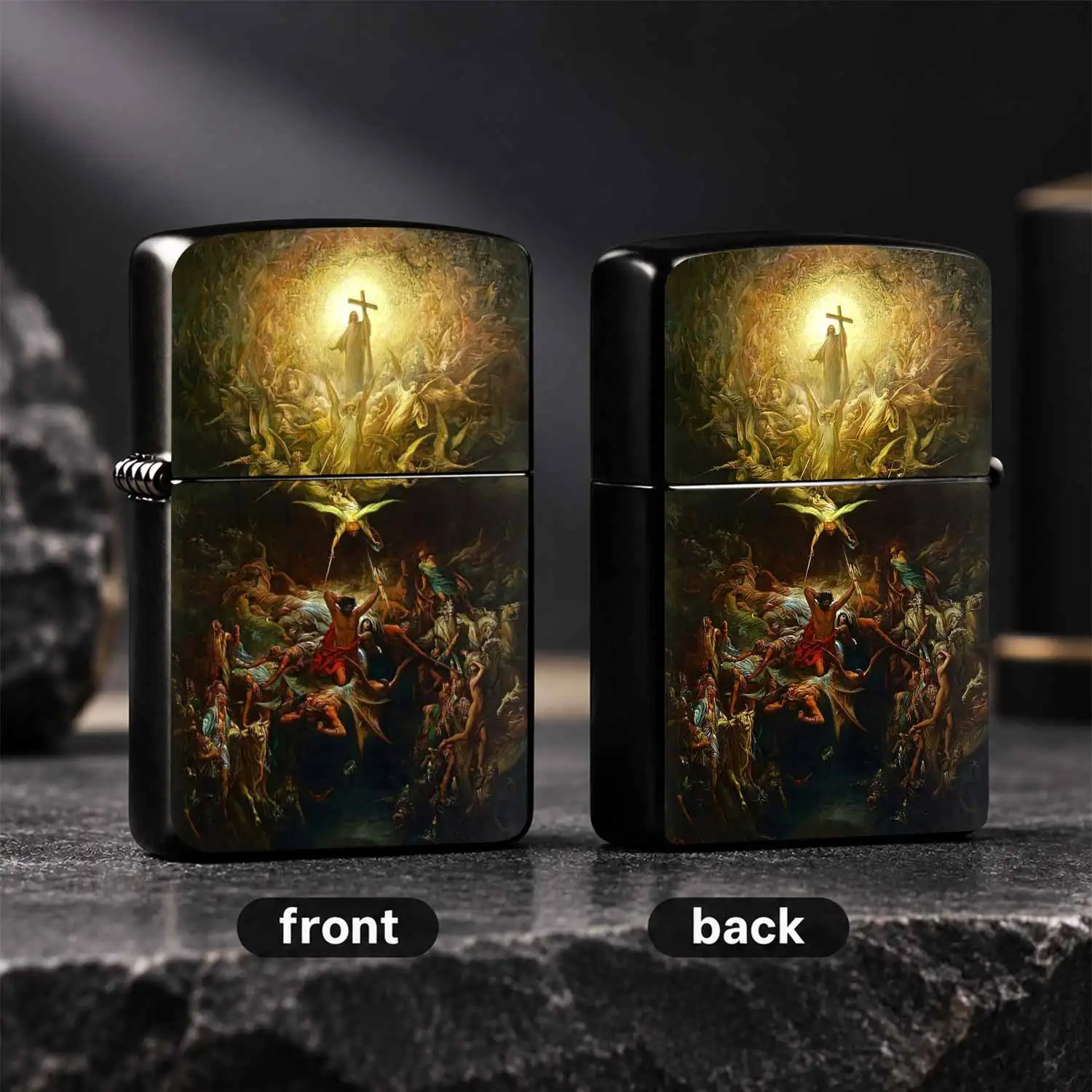 Exquisite Art Themed Lighter With Classic Religious Battle Pattern Painting, Portable Daily Carry Accessory, Unique Decorative Ornament, Creative Thoughtful Gift For Art Lovers, Suitable For All Kinds Of Daily And Occasion Use A Humorous An