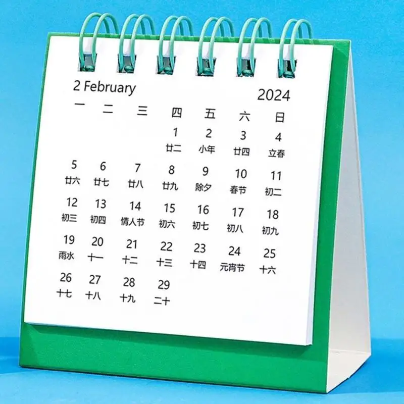 Desk Calendar, Mini 2024 Cartoon Standing Desktop Calendar, Small Daily Planning Monthly Calendar for Home