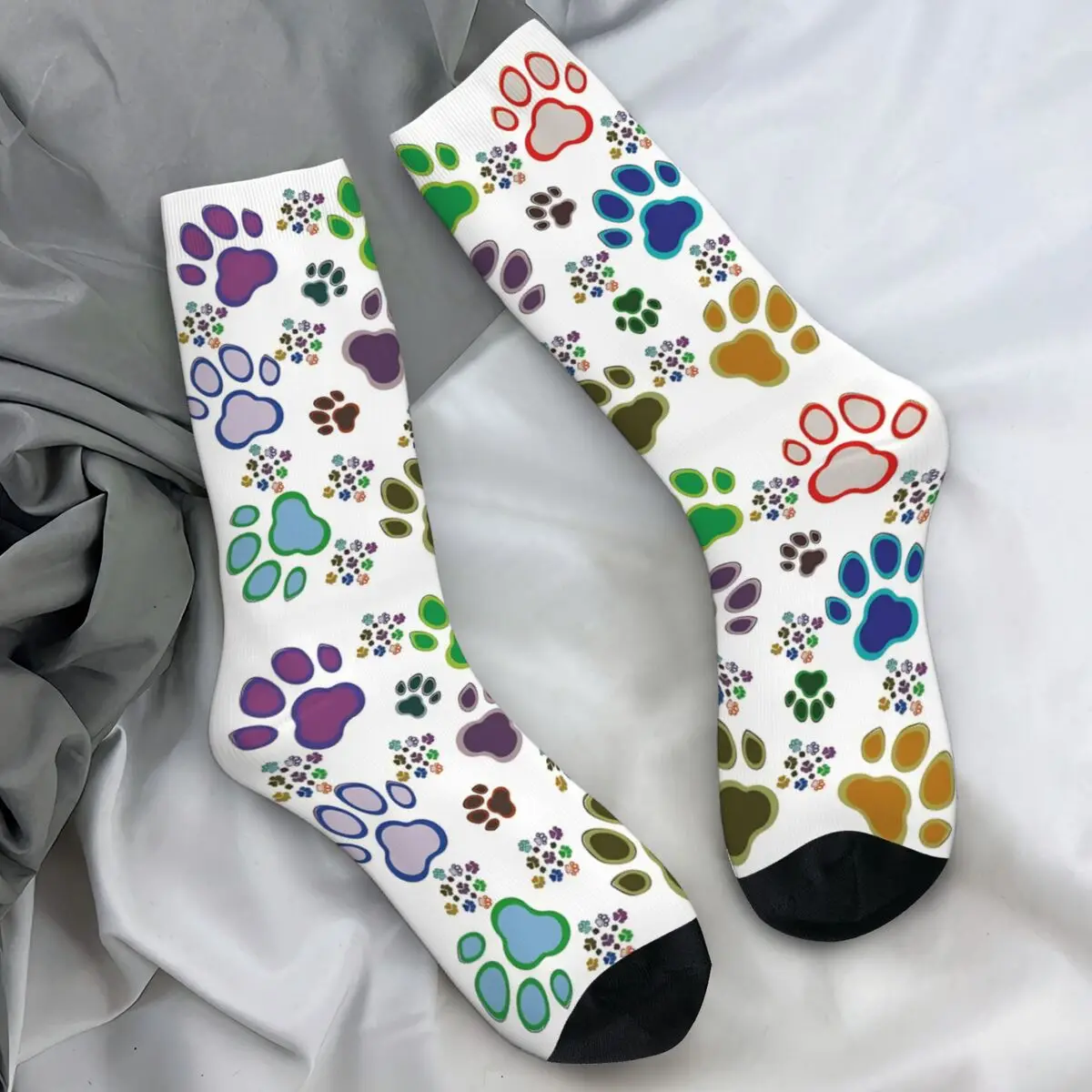 

Candy Dog Paw Socks Vintage Stockings Unisex Men Quality Running Sports Socks Winter Graphic Non Slip Socks