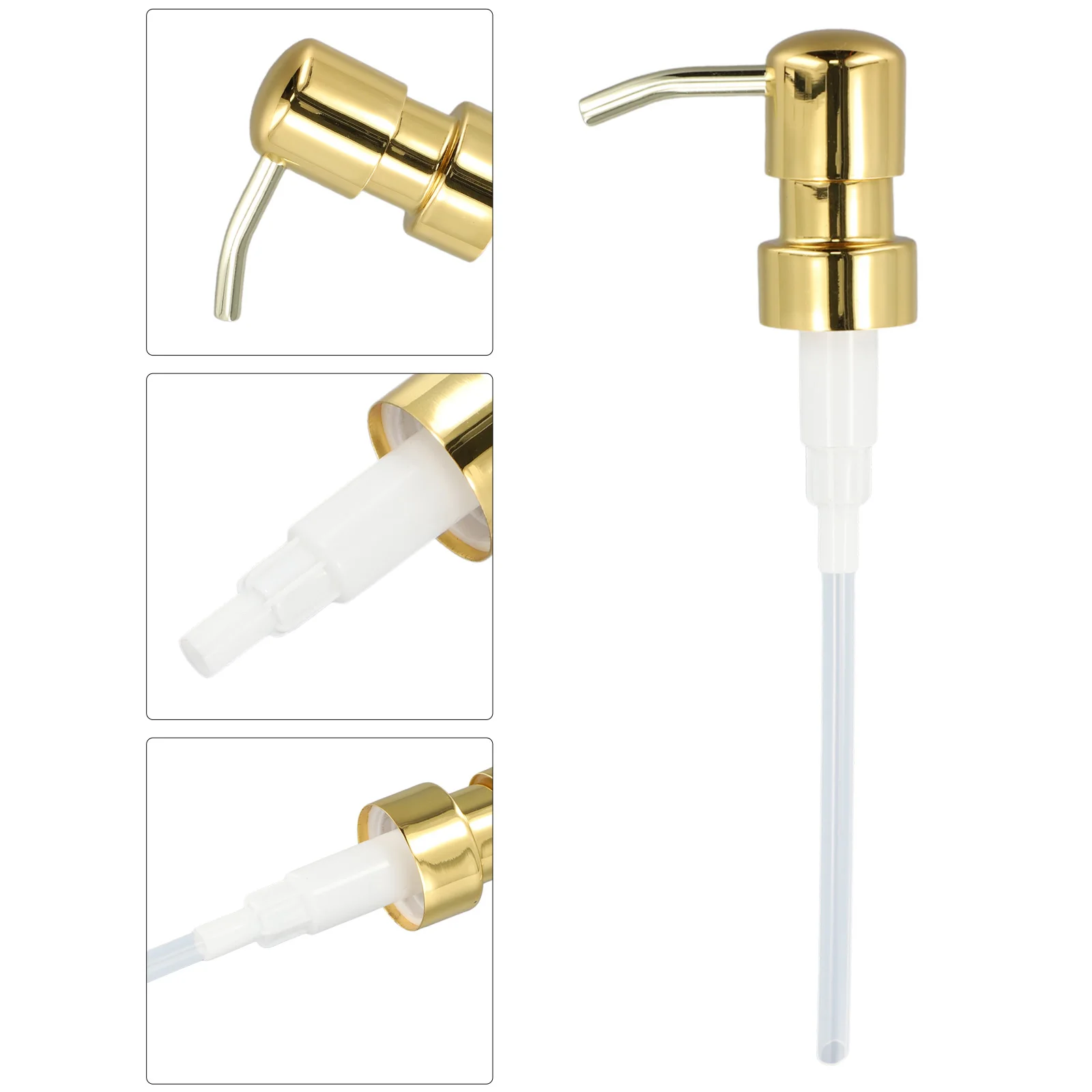 Cabezal de bomba dispensadora de acero inoxidable, titanio, oro, blanco, 28 dientes/400 hilos, tipo empuje ORB para tarros y botellas DIY