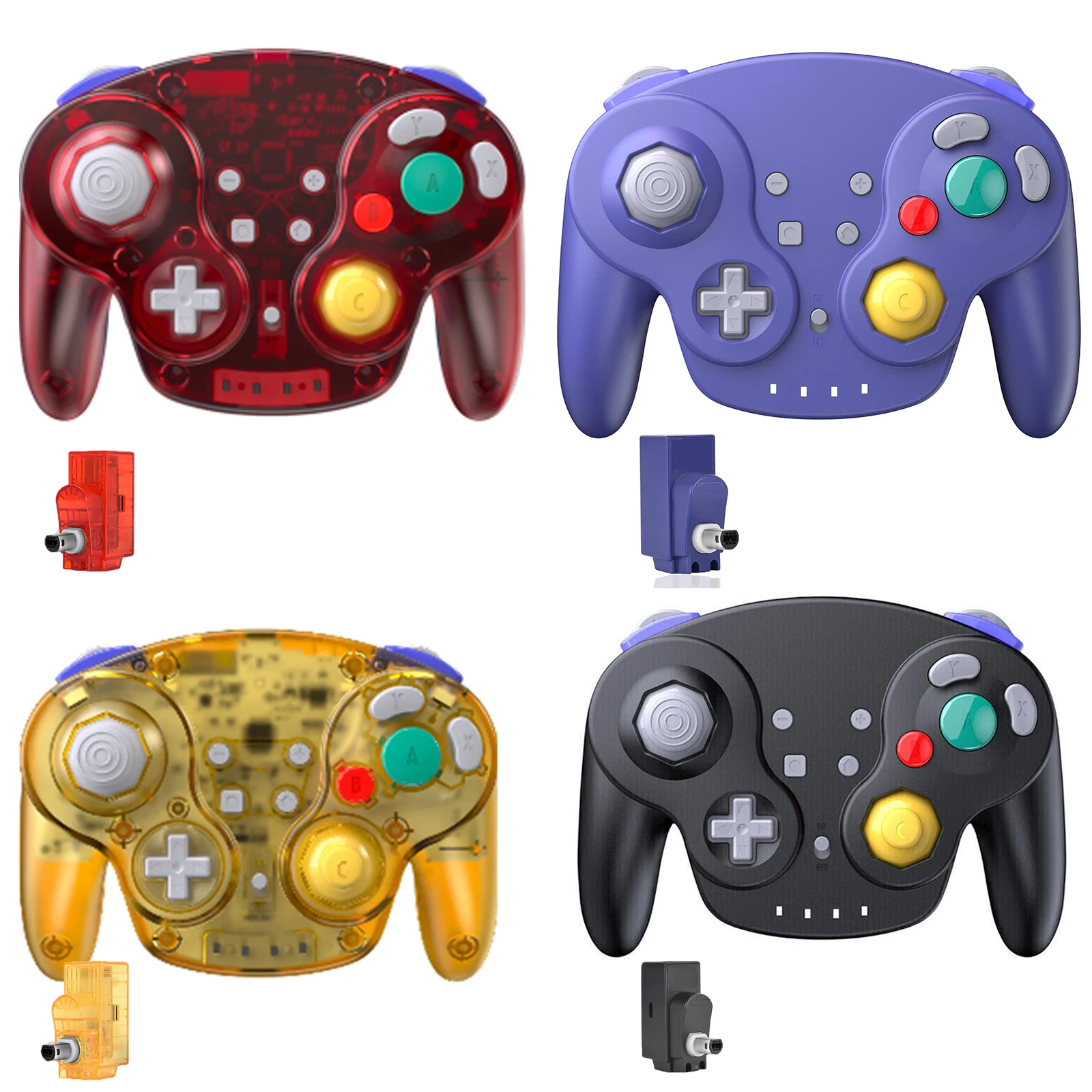 Controlador Sem Fio de 2.4 GHz para Gamecube com Receptor NGC Compatível com Console Wii, Plug and Play, Vibração Integrada