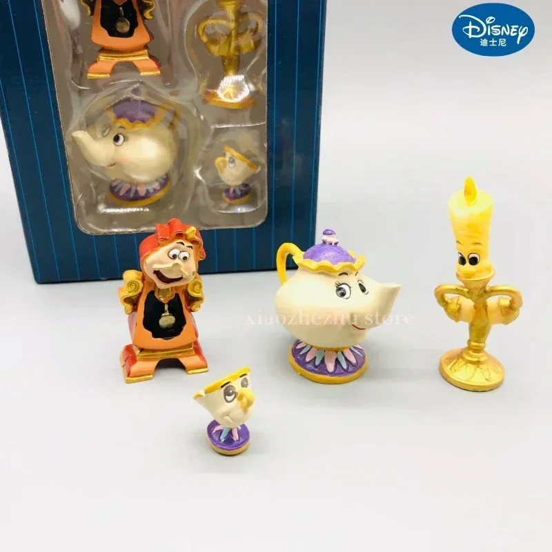 Disney Hot Toy Beauty And The Beast Action Figures Cogsworth Mr Clock Lumiere Candle Lamp Statue Figure