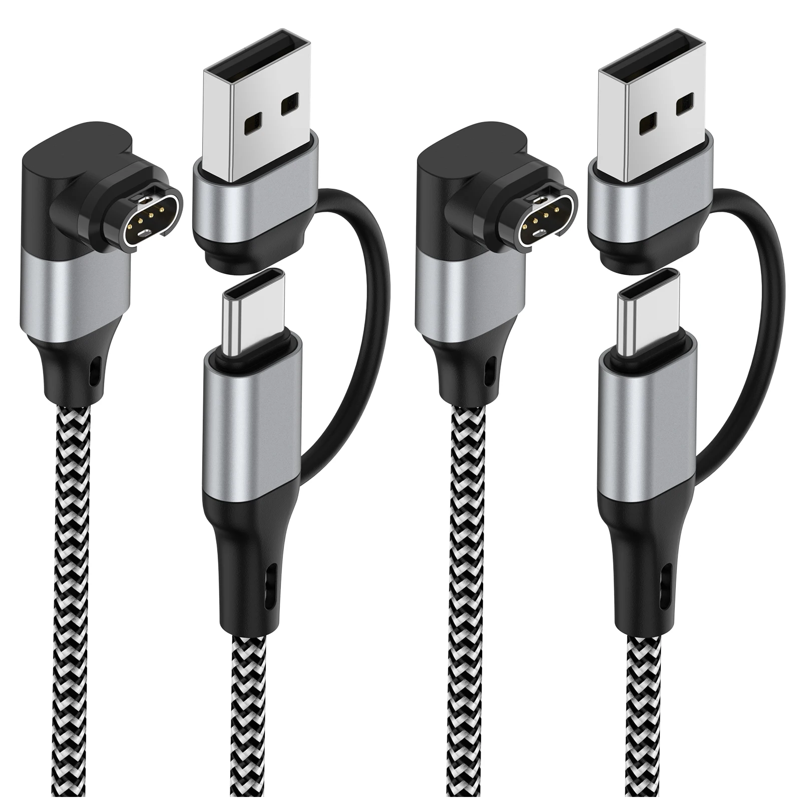 كابل شحن USB من النوع C من النايلون لـ Garmin Fenix 8/E/7/6/6X/6S/5X/5 /5S Venu2/VenuSq2/3/3S Vivoactive4/4S/3 Approach S70/S62