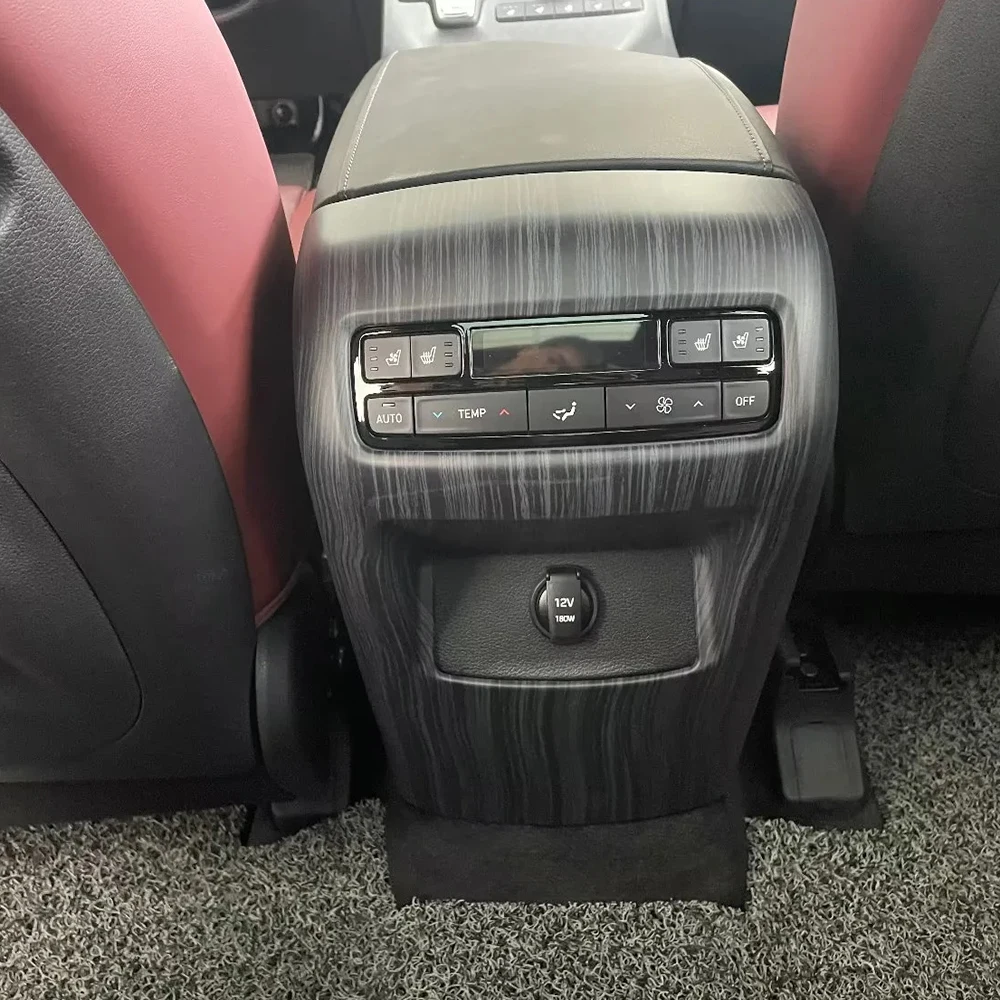 For Hyundai Palisade 2019- 2022 2023 Carbon Fiber Style Rear Air Condition Decoration Armrest Box Rear Air Vent Frame Trim Cover