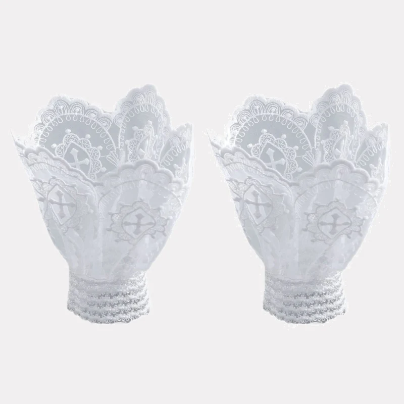 أكمام أذرع فرنسية مع زخرفة زهرة الدانتيل أصفاد المعصم المزخرفة تمديد الأكمام الصناعية لتعزيز فساتين النساء