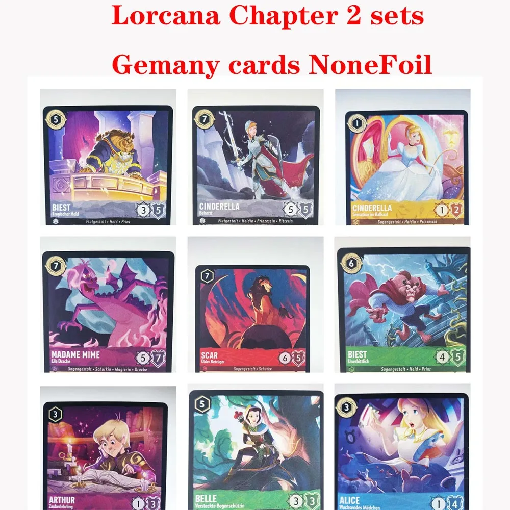 

Lorcana Proxy Chapter 2 Germany Rise of the Floodborn NoneFoil –alice Arthur belle snow white TCG Game Cards