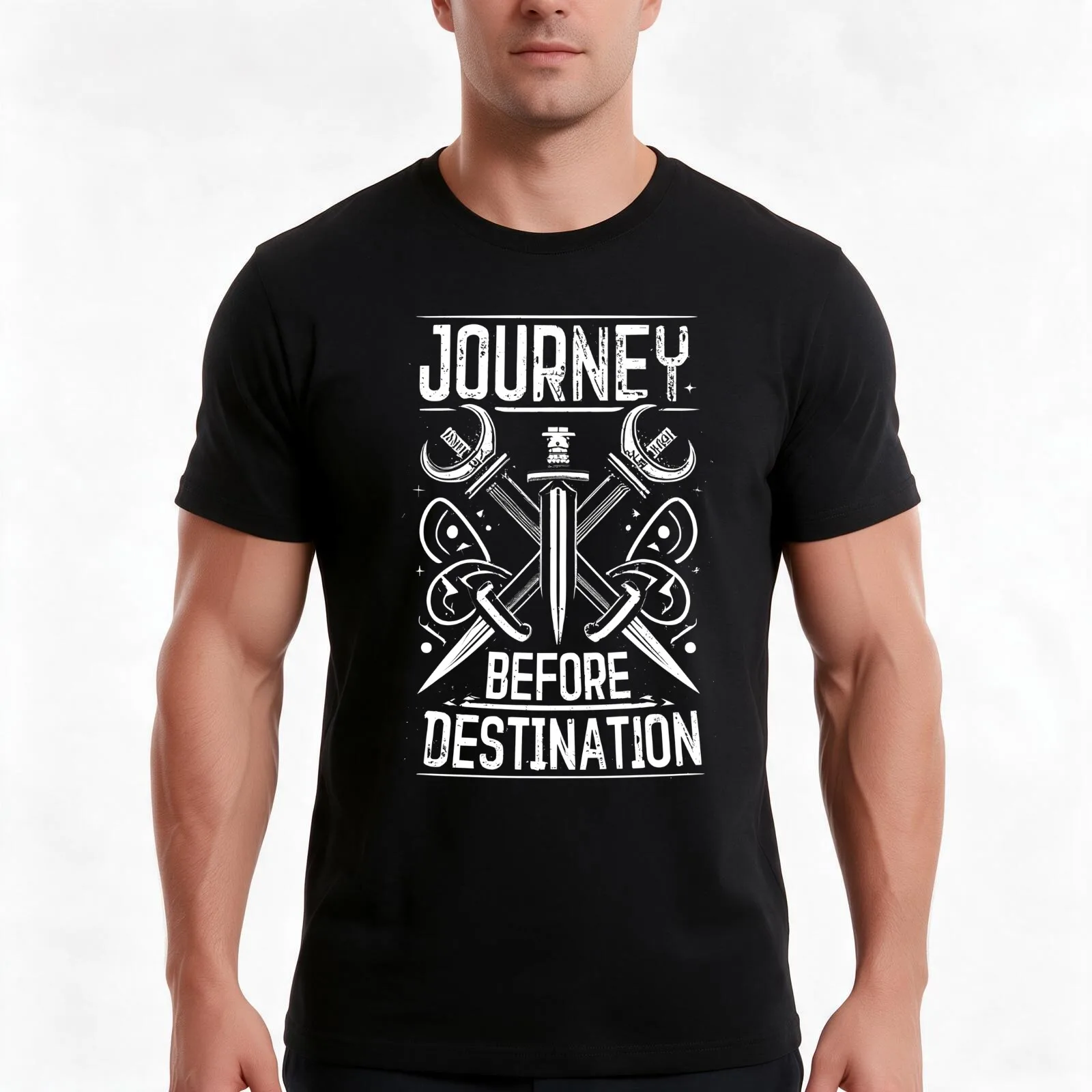 Journey before Destination T-Shirt, Summer Casual Cotton Tee, Oversized Streetwear Tops, Vintage Graphic Print, Unisex Men Women