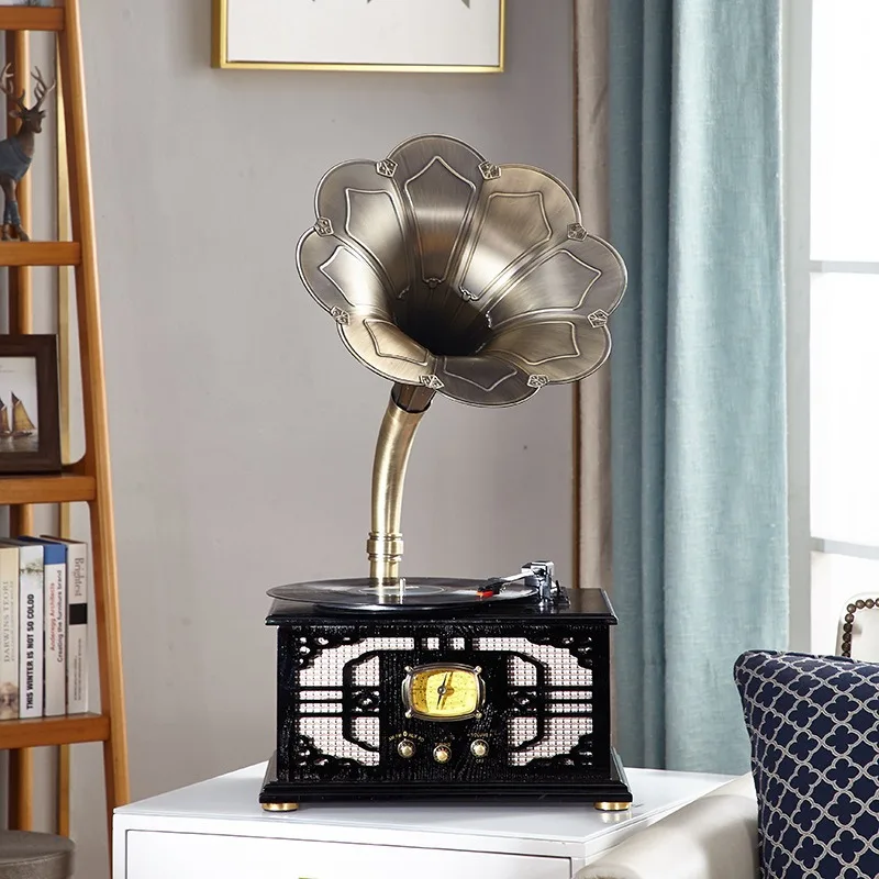 Factory Direct 2026 Vintage vinyl record player Vintage phonograph Antique record player Audio Home ornament