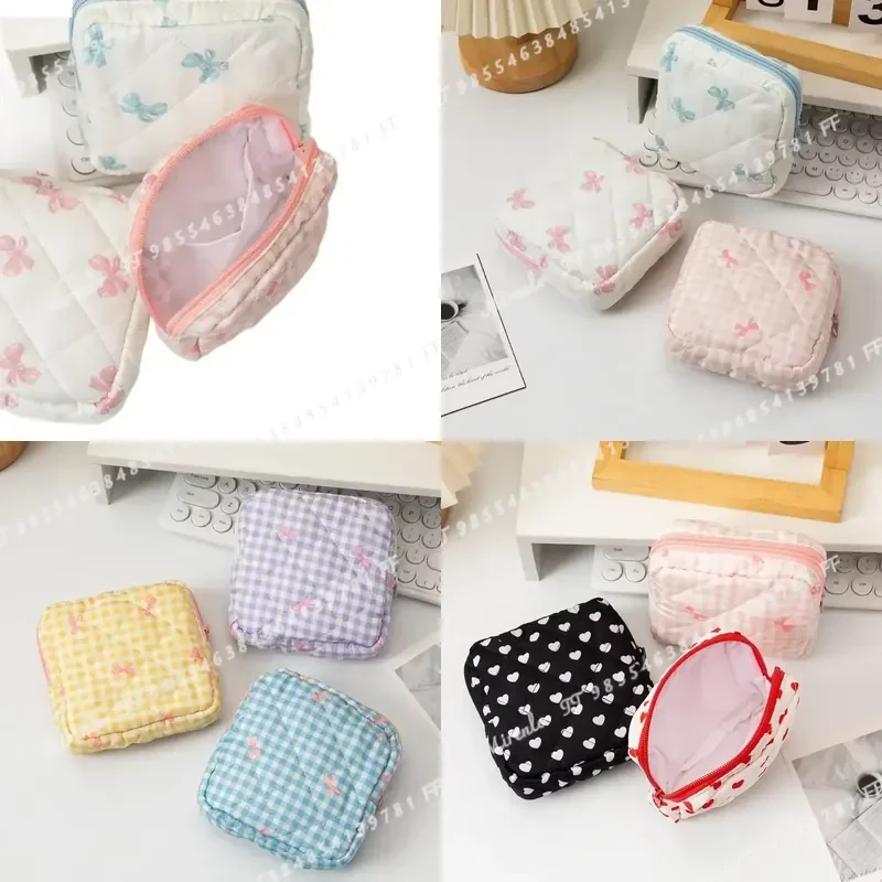 Heart Print Sanitary Napkin Storage Bag Portable Period Pouch Tampon Organizer Mini Makeup Lipstick Case Feminine Hygiene