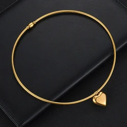 Letdiffery Fashion Heart Charm Necklace for Women Stainless Steel Magnet Buckle Snake Chain Elegant Love Collar Jewelry Gifts