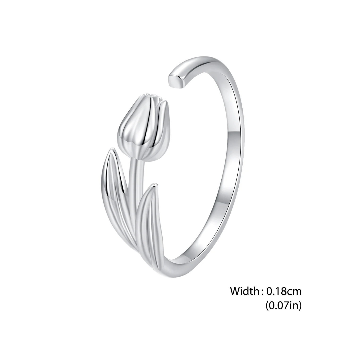 WOSTU 925 Sterling Silver Tulip Earrings Opening Ring Set