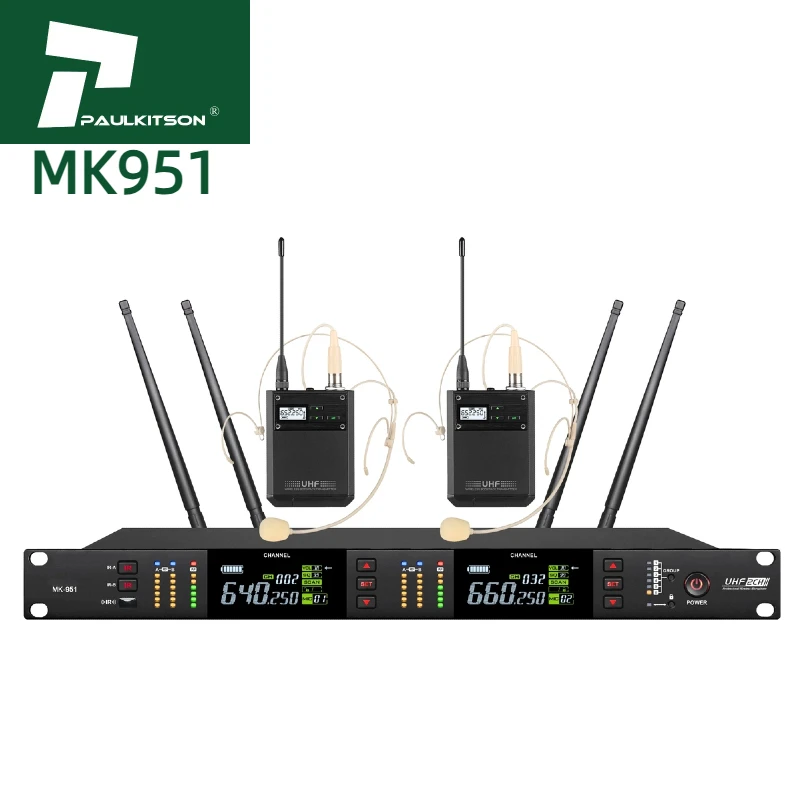 Microfono TLF Paulkitson MK951 Sistema musicale professionale True Diversity Microfono wireless UHF e accessori