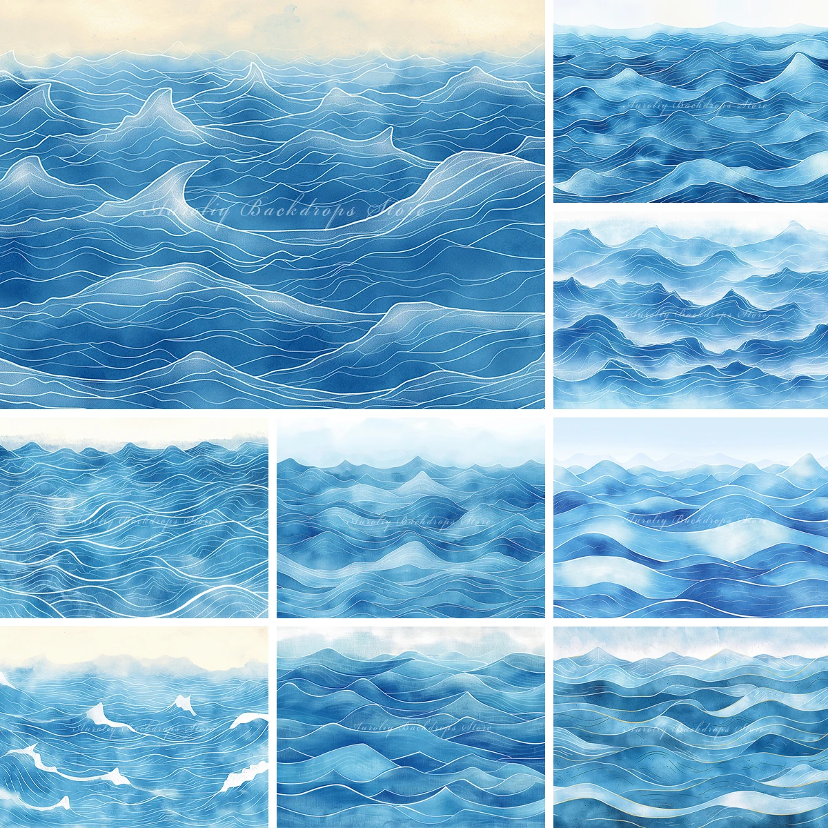 Blue Water Ripple Painting Backgrounds Kids Adult Photography Props Child Baby Decors Ocean Waves Photo Backdrops