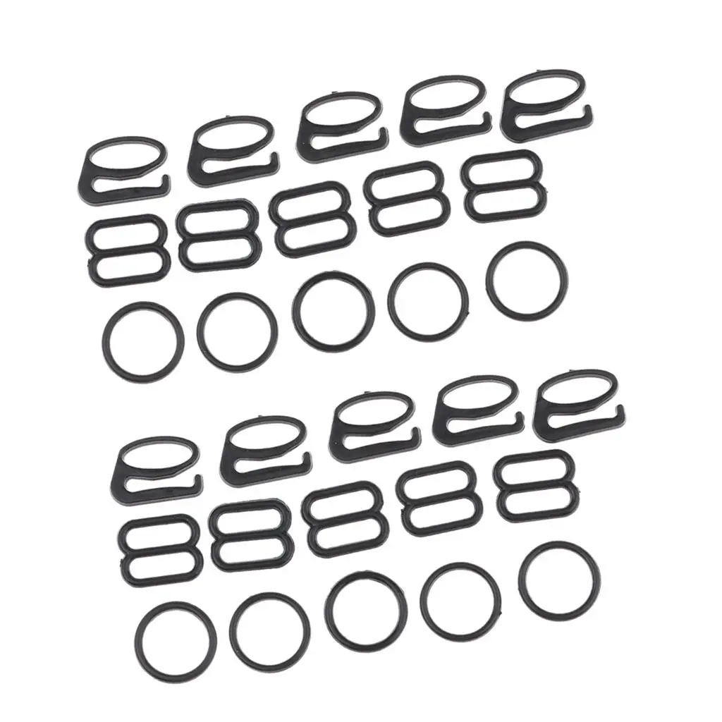 10 Sets Bra Strap Adjustment Sliders Rings Hooks Fig 8/0/9 Fasteners