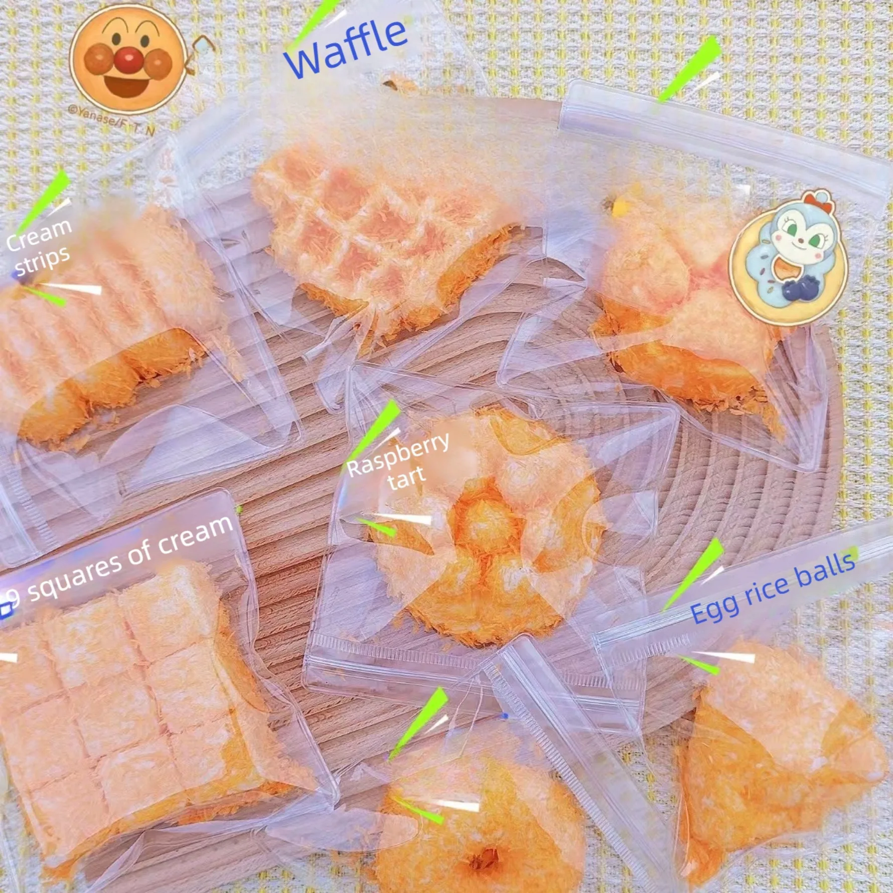 Simulated Fried Food Squishy Toy Waffle Fish Cake Burger Shape Stress Relief Soft PVC Desk Decor