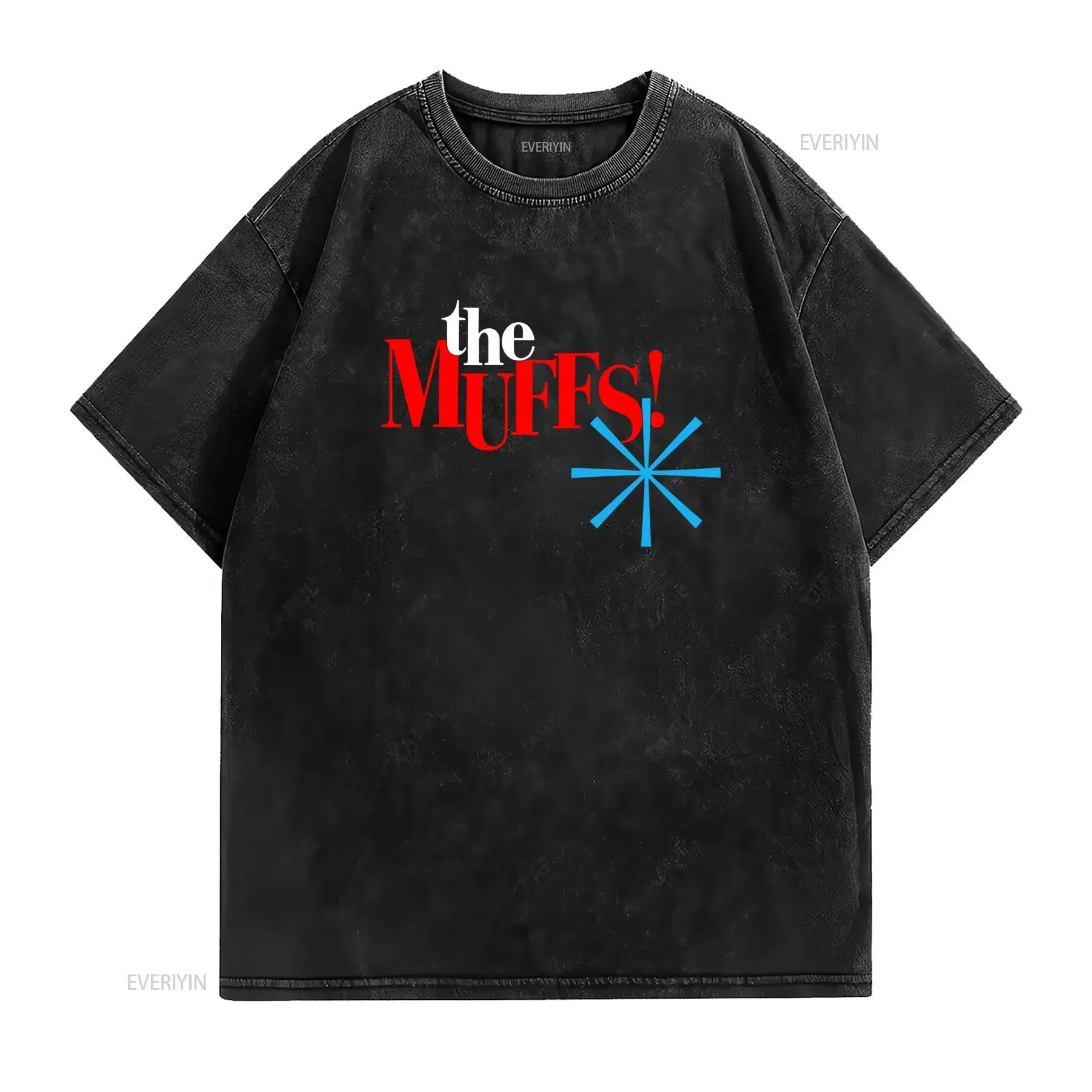 Vintage Punk Rock The Muffs Music Band Print Streetwear Casual T Shirt vintage Washed Slightly homme fashion Versatile