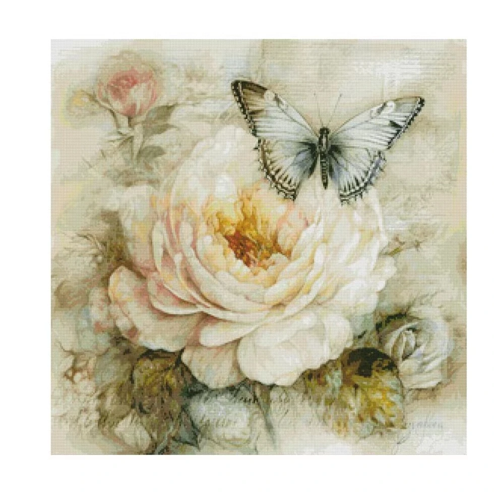 

Butterflies and Peony Flower 16CT14CT Unprinted Top Quality Cross Stitch Kits Embroidery Art DIY Handmade Needlework Home Decor