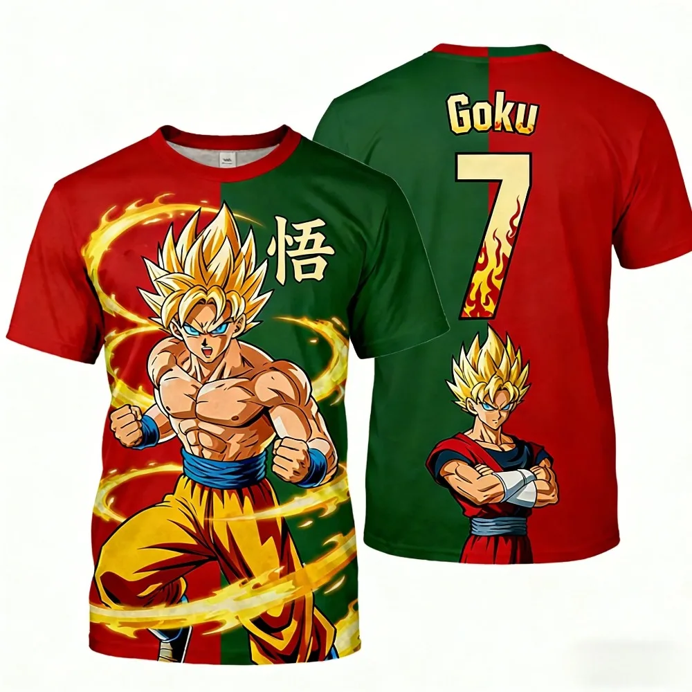 

2026 Summer Dragon Ball Retro Fitness Breathable T-shirt Men's 3D Printed Short Sleeve Men's and Women's Casual Fashion Top
