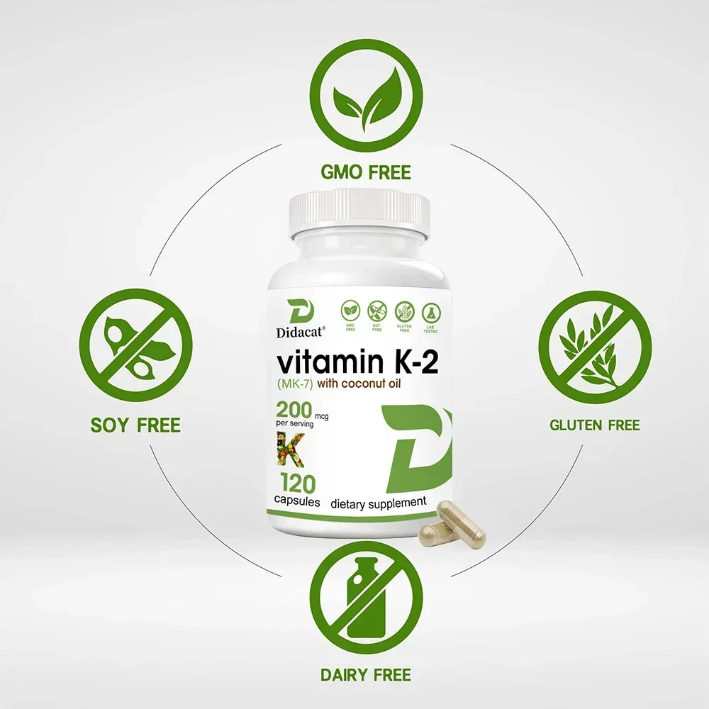 Vitamin K2 (MK-7) 200 Mcg, Virgin Coconut Oil Capsules - Premium Menaquinone-7 for Heart, Cardiovascular, Bone Health