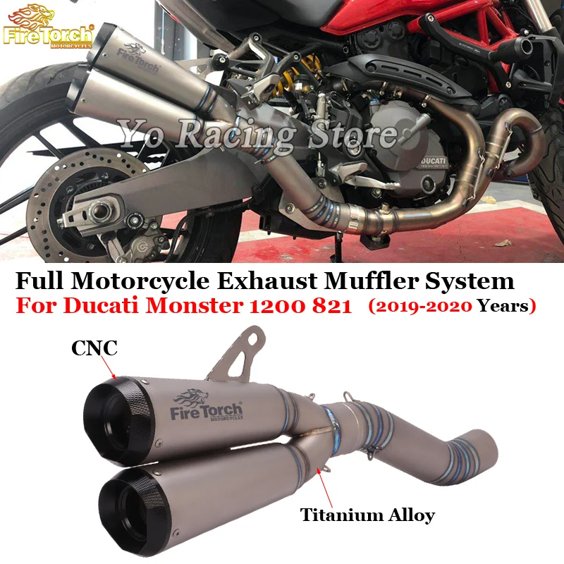 

Slip On For Ducati Monster 1200 821 1200r S 2019 - 2021 Motorcycle Exhaust Titanium Alloy Middle Link Pipe Double Hole Muffler