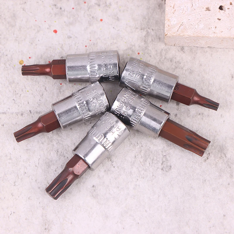 

5Pcs Torx Screwdriver Bits 1/4 Inch Drive Socket Head Tools T15 T20 T25 T30 T40 Socket Wrench Adapter Wear Resistance
