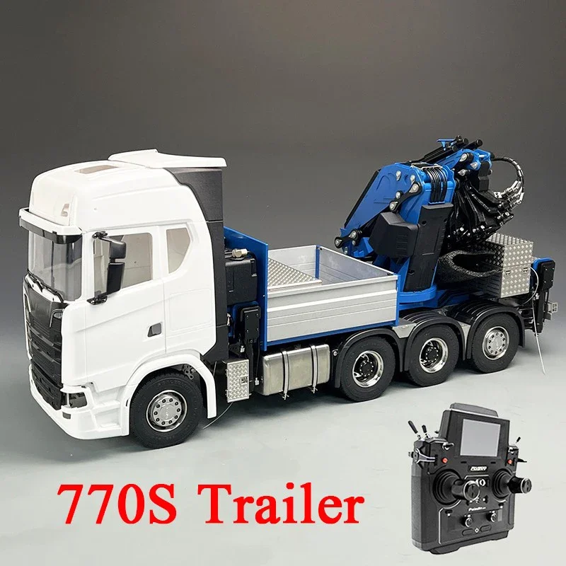 770S 1/14 8x8 RC Trailer Crane Model RTR F1650 Hydraulic Crane with Rear Steering Construction Machinery Model Toy