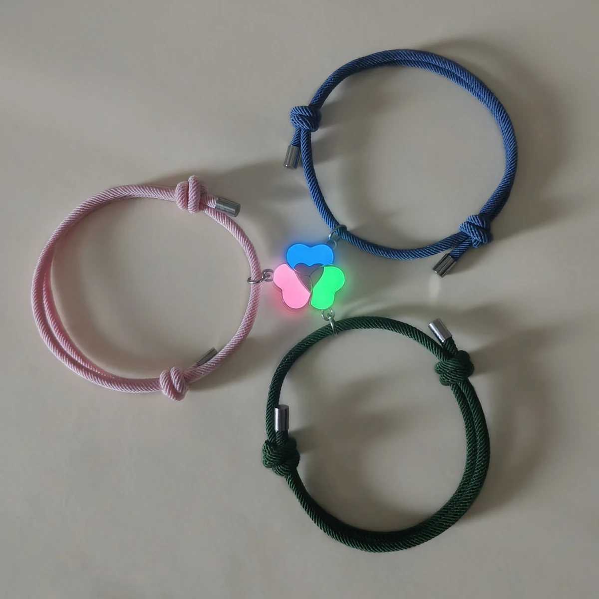 3 uds trébol luminoso de cuatro hojas buen amigo hermana hermano parejas crecen en la oscuridad pulseras conjunto de joyería Pe