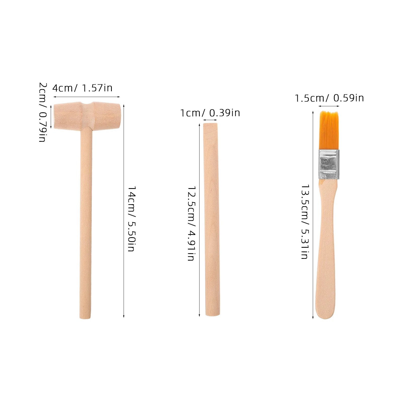 3 Sets Child Educational Digging Tools Small Wooden Brush Chisel Tools Toddler Hands-on Ability Learning Excavation Playing Kit