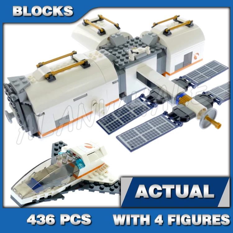Estación espacial Modular Lunar de ciudad, lanzadera satelital, módulo de vida de laboratorio, juguetes de bloques de construcción compatibles con el modelo, 436 Uds.