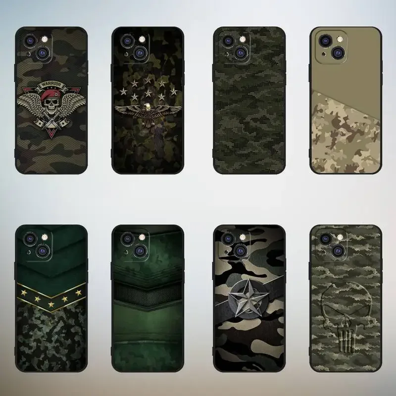 

Camouflage Military Army Phone Case For iPhone,11,12,Mini,13,14,15,PRO,XS,MAX,X,XR,6,7,8,Plus Black Shell