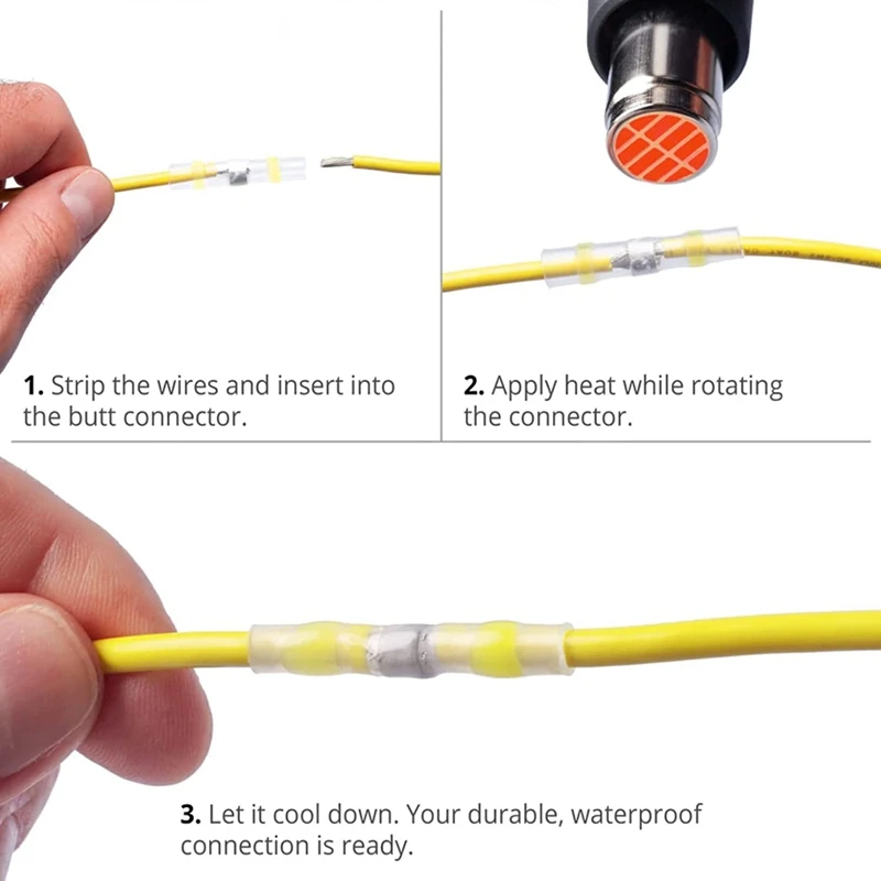 600Pcs Solder Seal Wire Connectors Self-Solder Heat Shrink Butt Connector Electrical Solder Butt Connectors