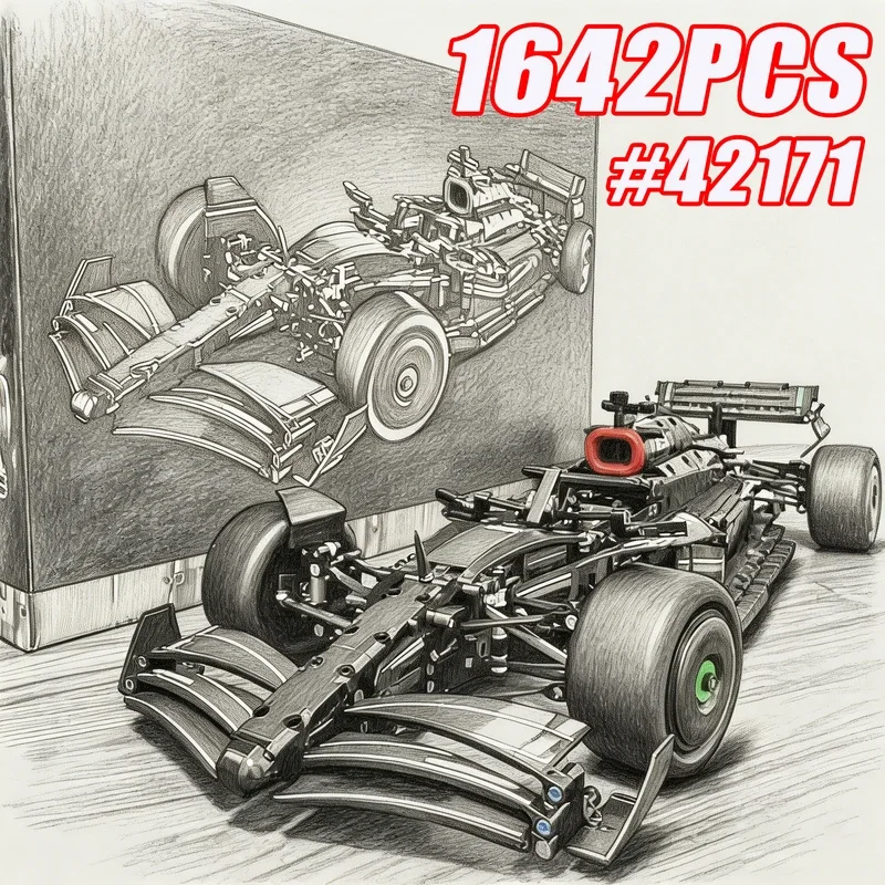 1642PCS Technical 1:8 Scale W14 E Racing Car Model Advanced Construction MOC Craft Replica Exclusive Collectible Birthday Gifts