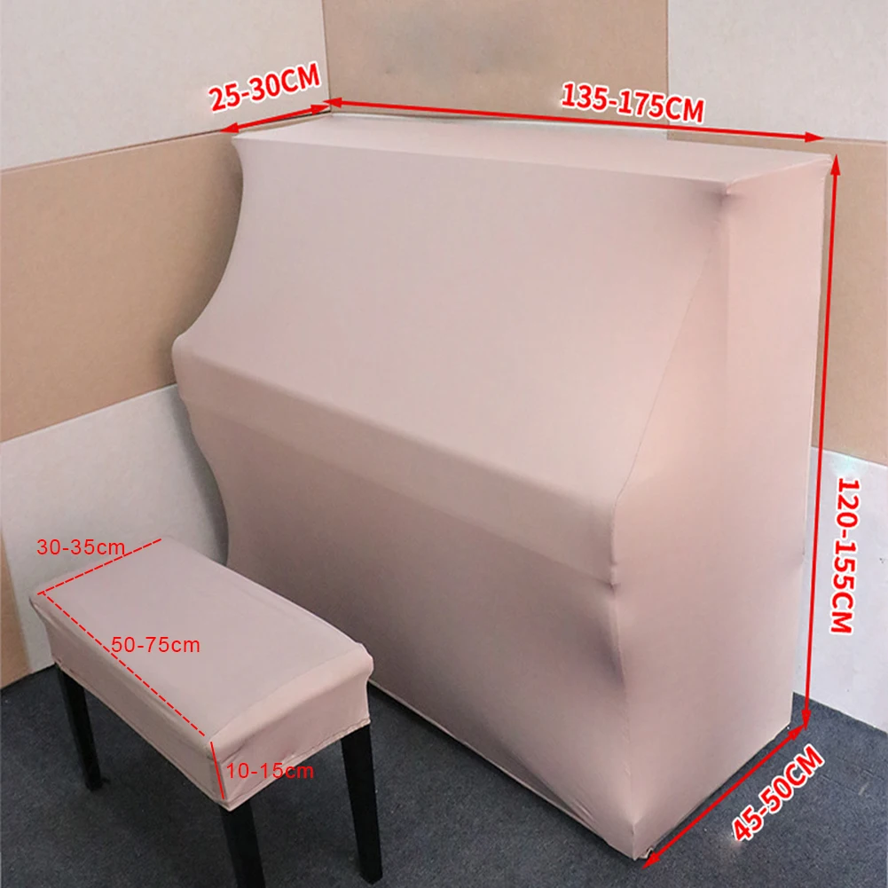 Upright Piano Full Cover Waterproof Stretch- Cloth Dustproof Elastic Fit Compatible With Most Upright Pianos With Chair Cover