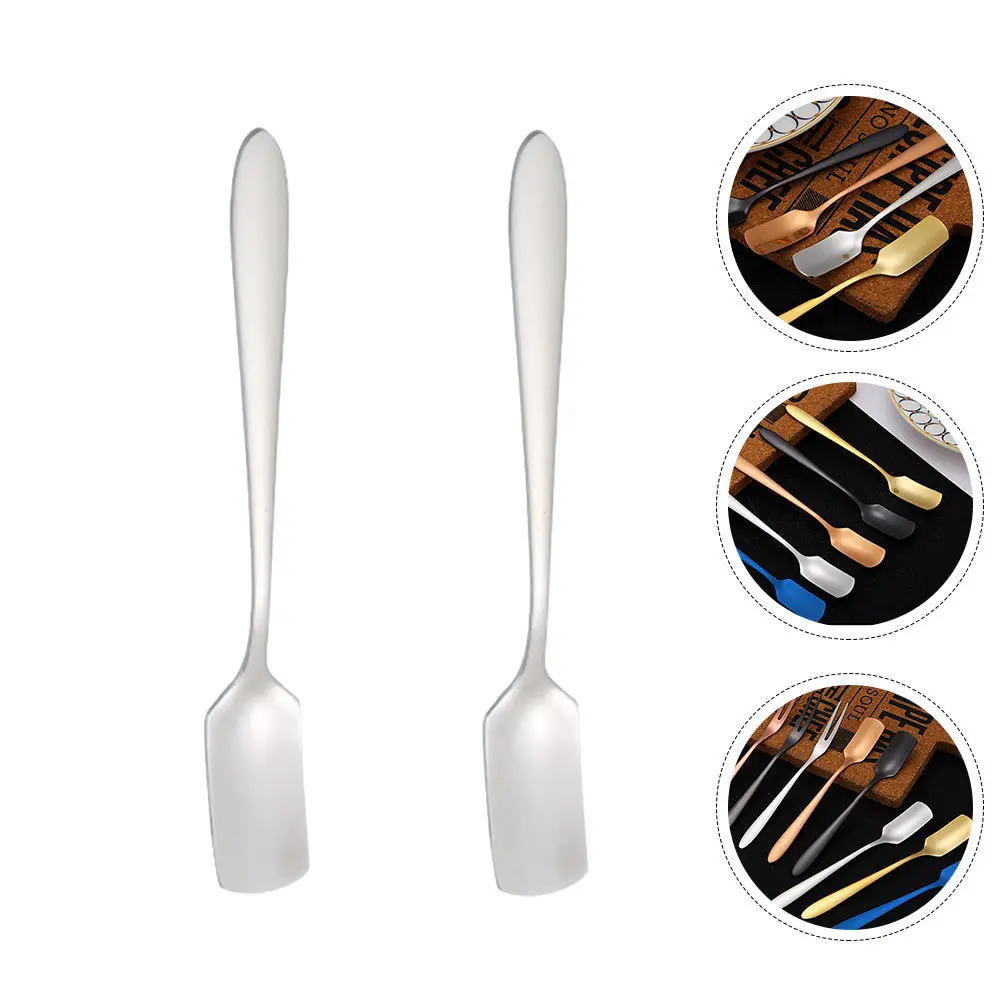 

2 шт. ложки с квадратной головкой из нержавеющей стали, десертные ложки для мороженого, торта, домашняя посуда, кухонные принадлежности, домашняя посуда