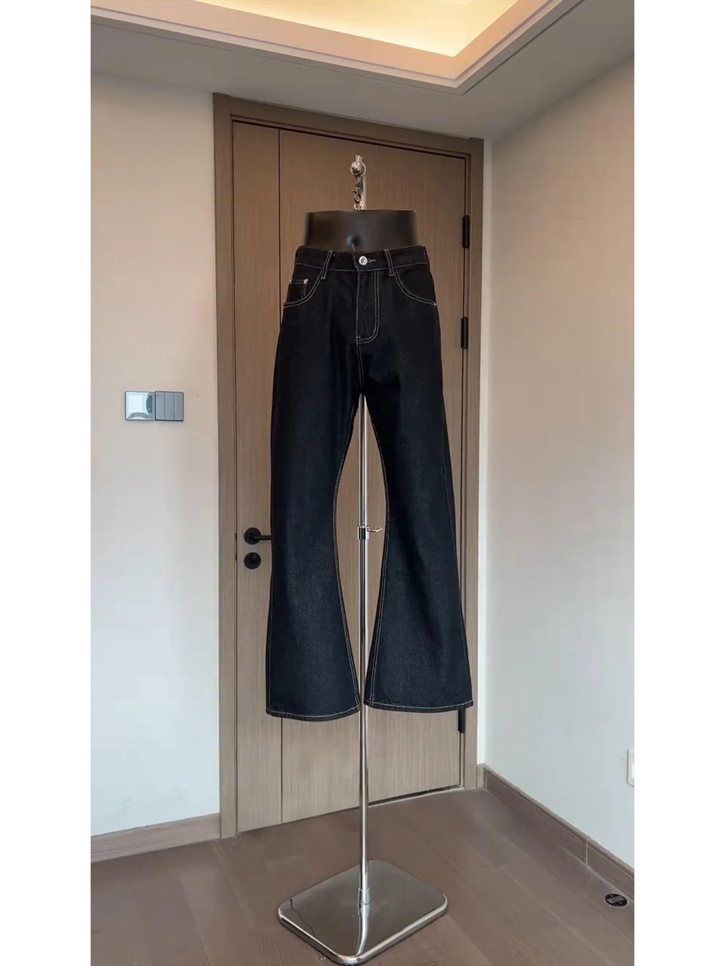 

Cleanfit Original Denim Men's Jeans mid Waist Water Waed American Retro Sle Slimming Lifted Crotch Micro Flared Pants