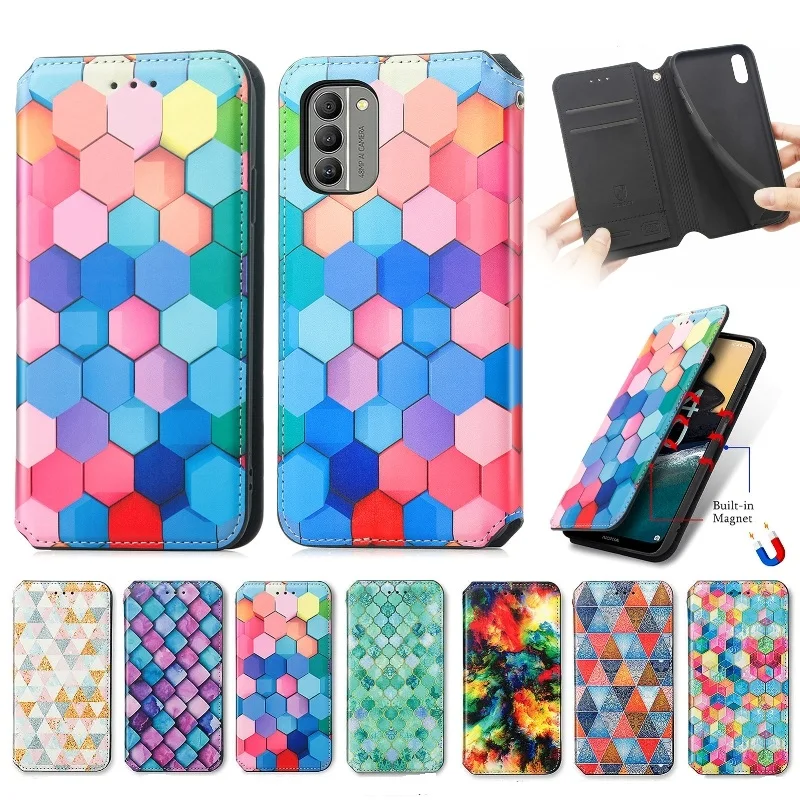 

Card Wallet Colour Phone Case For Nokia XR20 X100 X40 X30 X20 X10 G400 G300 G60 G50 G21 G20 G11 G10 Magnetic Holder Flip Cover