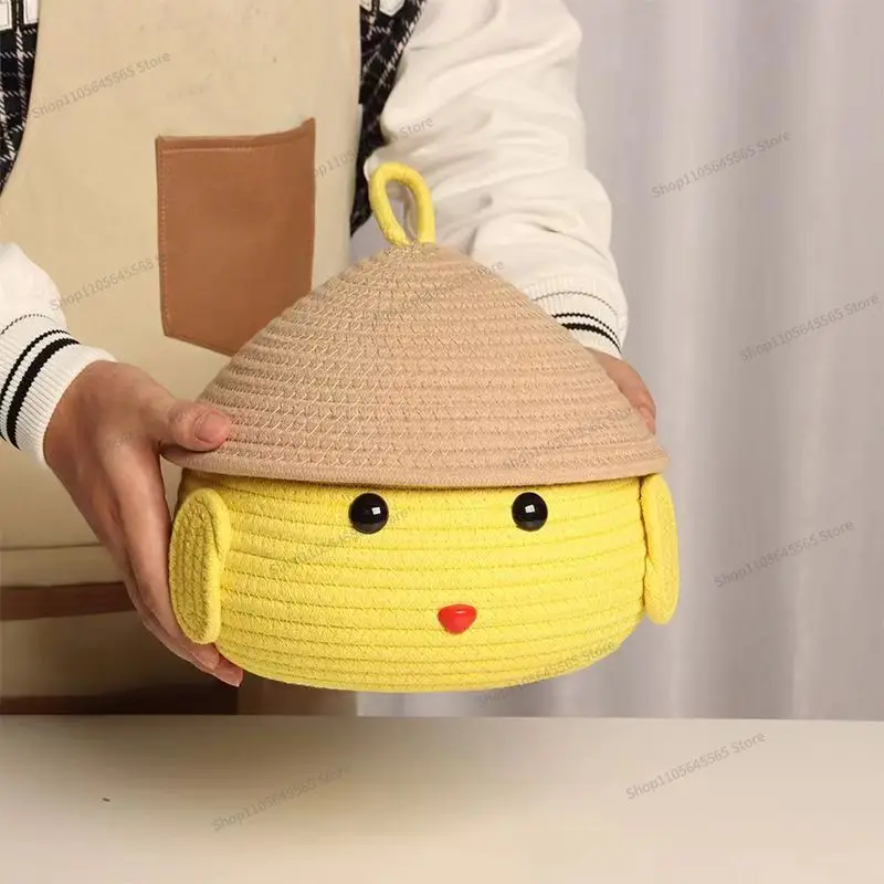 For Cartoon Storage Basket Pudding Dog Cotton Thread Creative Home Storage Basket with Cover Desktop Storage