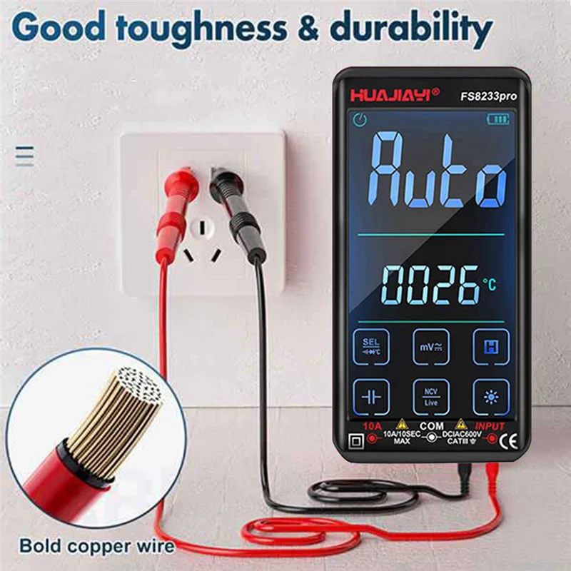 

ABNQ FS8233Pro цифровой мультиметр с сенсорным экраном Multimetro транзистор 9999 отсчетов True RMS автоматический диапазон измеритель постоянного/переменного тока 2 шт.