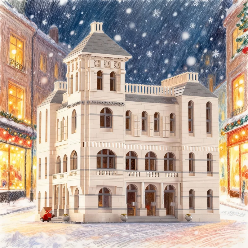 5256pcs MOC Modular Streetscape Old Corner Post Office Model Building Blocks Construction Toys Education Christmas Gifts Kids