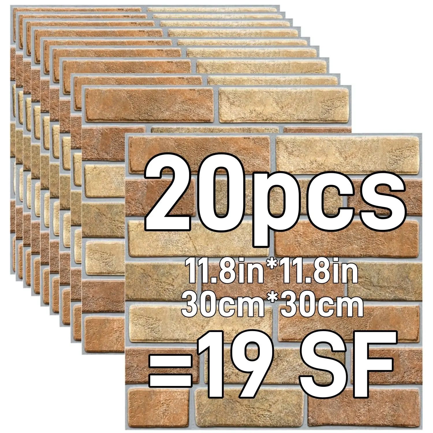 

20 Pcs 3D Stereo Wall Stickers Self-adhesive Wallpaper Brick Pattern Creative 3D Peel And Stick Heatproof Vinyl
