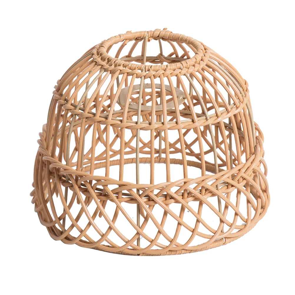 المنسوجة قلادة غطاء مصباح صغير تقليد الروطان الثريا غطاء للمطبخ بار فندق ديكور ضوء السقف استبدال #4