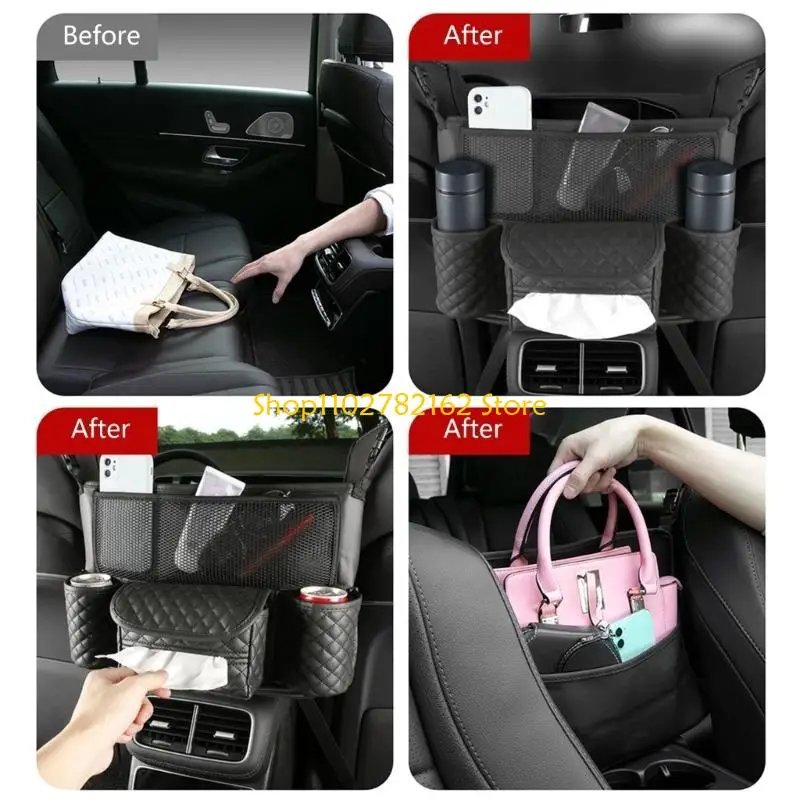 

547B Car Between Seats Automotive- Console Organizers Leather Pocket