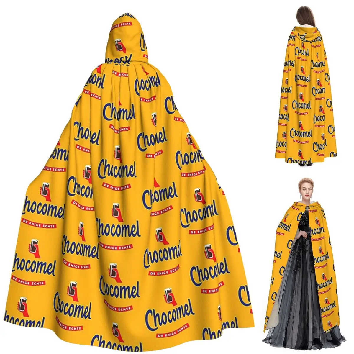 Chocomel Chocolademelk Nederland Long Hooded Cloak Witch Medieval Costume Cosplay Cape HalloweenCoat Adult Unisex - view 3