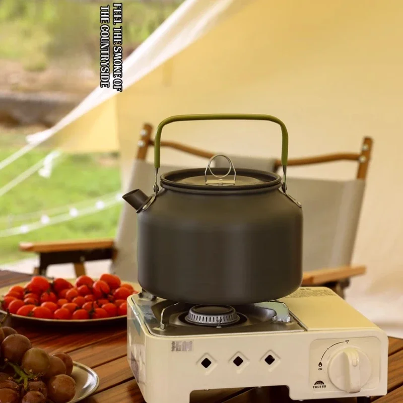 

1.8L Outdoor Camping Coffee Pot Teapot Mountaineering Fishing Picnic Kettle Open Kettle Large Capacity Portable