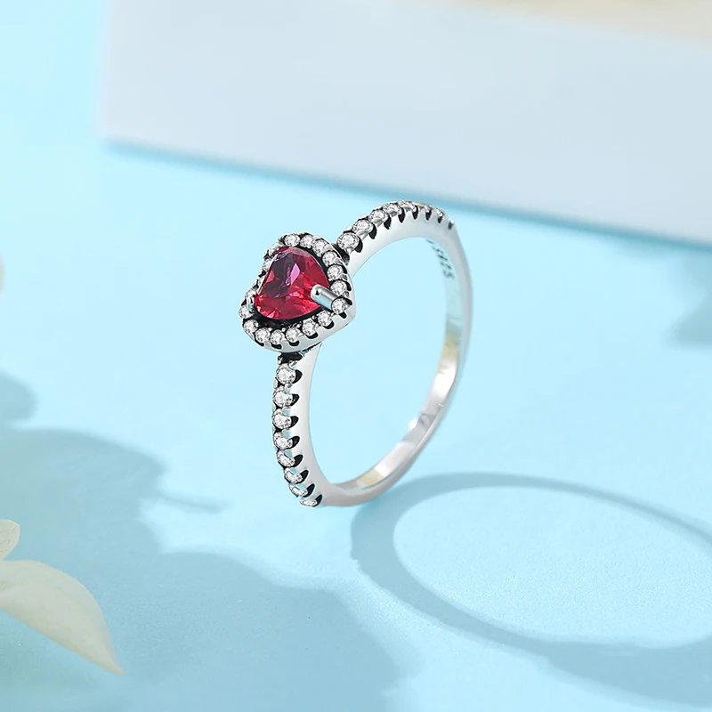 Cincin perak murni 925 asli untuk wanita, mahkota hati cinta kristal mawar emas pertunangan pernikahan cincin tumpuk hadiah perhiasan