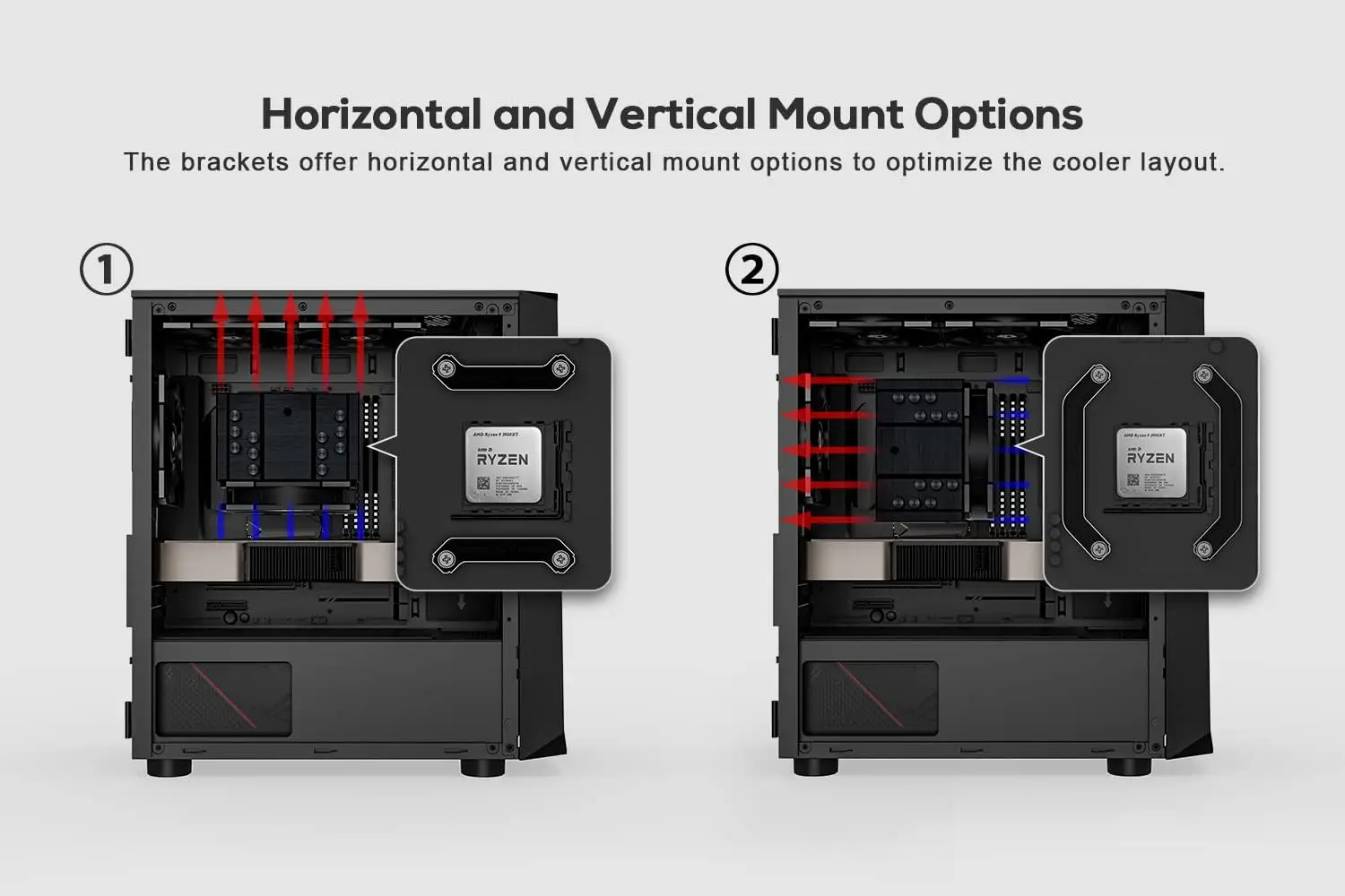 ID-COOLING KIT-XT-AMD Suporte AMD para SE-226/ SE-224/ IS-47-XT/ SE-207 Opções de montagem horizontal e vertical